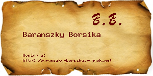 Baranszky Borsika névjegykártya